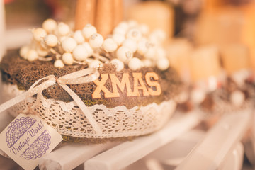 Christmas decoration, winter mood, holiday decoration. Interior design elements for christmas