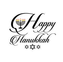 Happy Hanukkah poster- Jewish holiday celebration with star of David symbol 