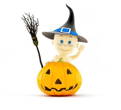 baby halloween on a white background 3D illustration, 3D rendering
