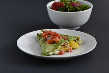 Grilled Spinach Tortilla Quesadilla and Strawberry Kale Salad