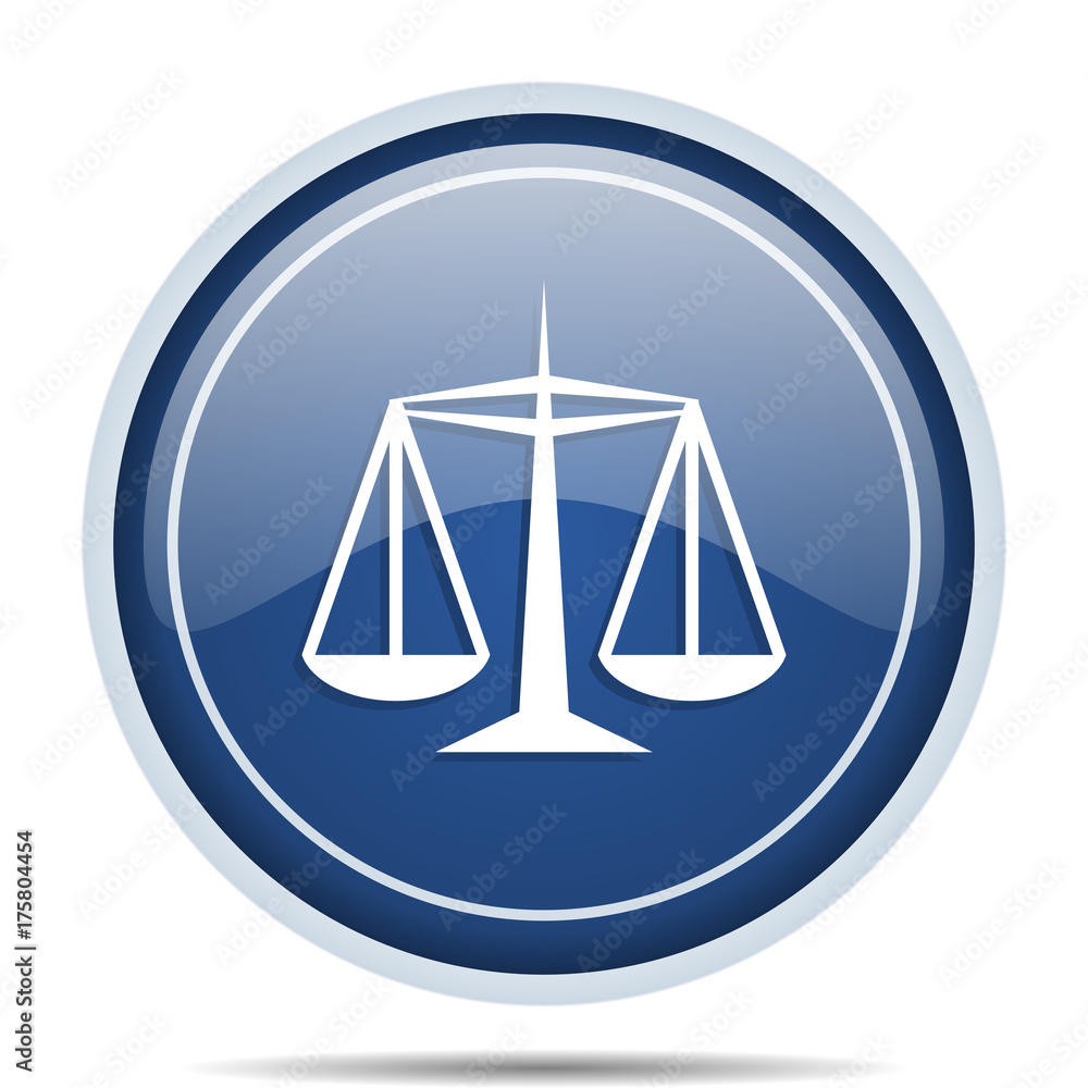 Leinwandbilder Justice blue round web icon. Circle isolated internet button for webdesign and smartphone applications.