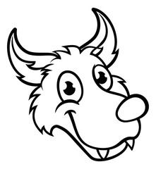 Fototapeta premium Wolf Cartoon Character Face