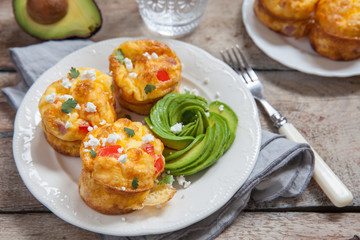 Delicious egg muffins with ham, cheese and vegetables