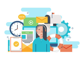 Customer service, customer assistance flat vector illustration. Technical support, online help concept for web banner, business presentation, advertising material