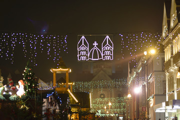 Christmas market at Speyer Cathedral by night