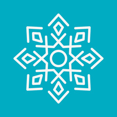 Snowflake Icon. Christmas Decoration Ornament. Mandala Style. Lines. 