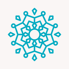 Snowflake Icon. Christmas Decoration Ornament. Mandala Style. Lines. 