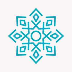 Snowflake Icon. Christmas Decoration Ornament. Mandala Style. Lines. 