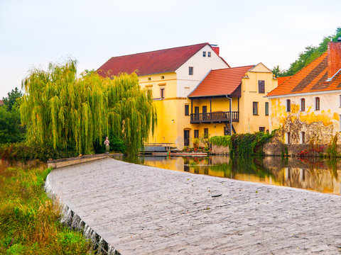 Old mill reflected in the water,Putim, Southern Bohemia, Czech Republic.