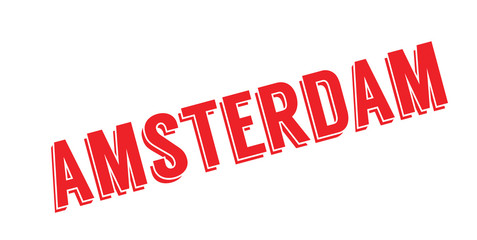 Amsterdam rubber stamp. Grunge design with dust scratches. Effects can be easily removed for a clean, crisp look. Color is easily changed.