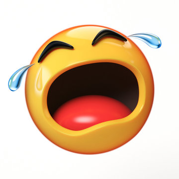 Crying emoji isolated on white background, emoticon in tears 3d rendering  Stock Illustration | Adobe Stock