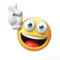 Obraz na płótnie Canvas Peace emoji isolated on white background, victory emoticon 3d rendering