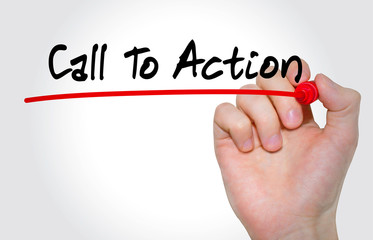 Hand writing inscription Call To Action with marker, concept