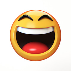 LoL Emoji isolated on white background, laughing face emoticon 3d rendering
