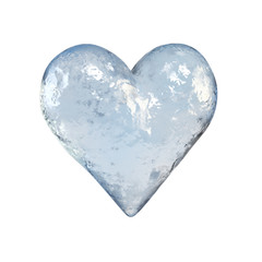 Heart shaped piece of ice, frozen heart 3d rendering