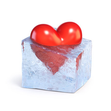 Frozen heart melts down 3d rendering