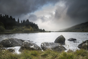 Dawn landscape image of Llynnau Mymbyr in Autumn in Snowdonia National Park