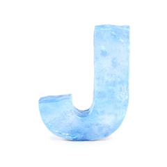 Ice font 3d rendering, letter J