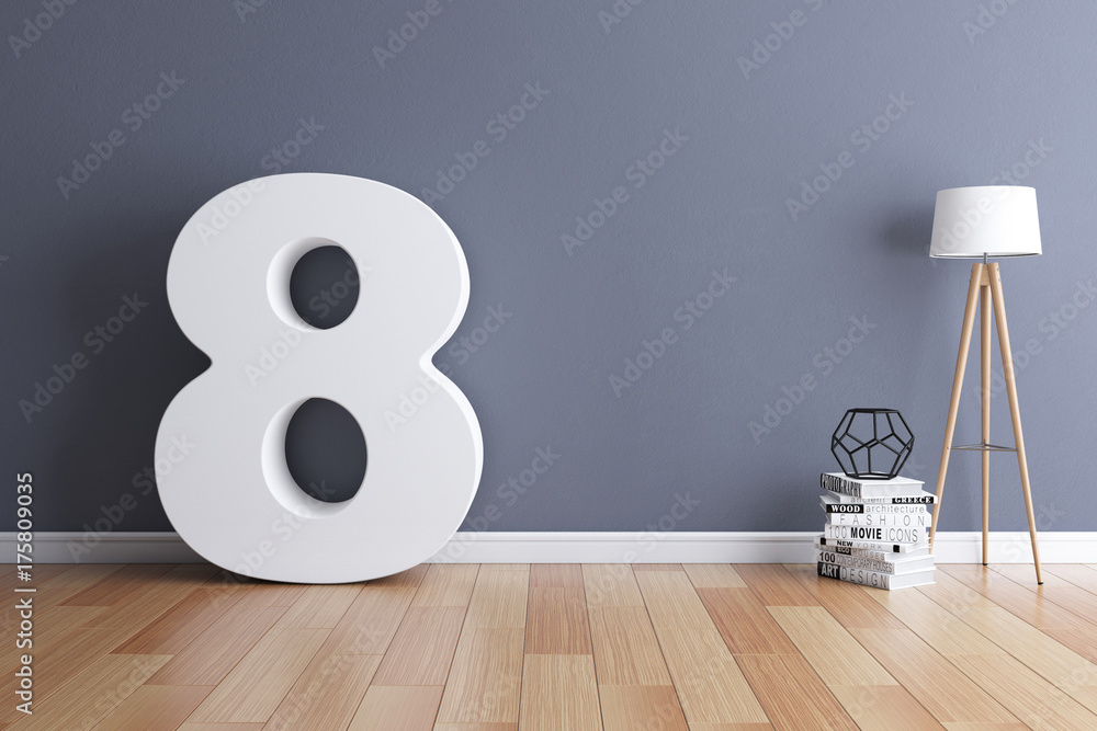 Fototapete mock up interior font 3d rendering number 8