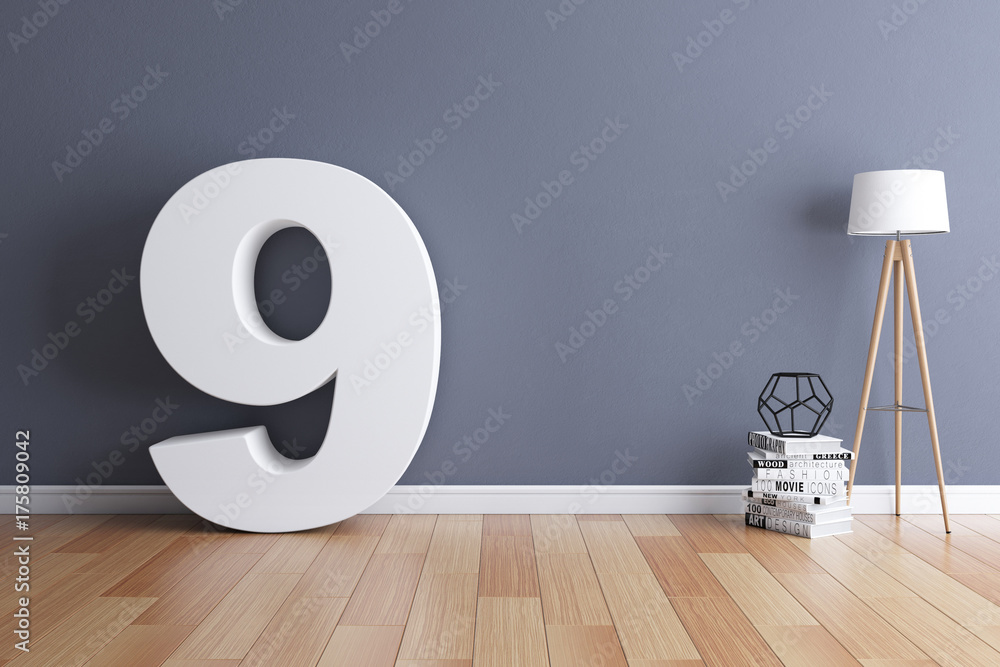 Fototapete mock up interior font 3d rendering number 9