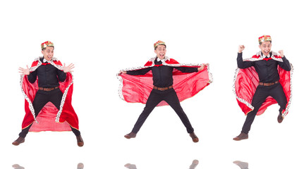 Businessman with crown isolated on white