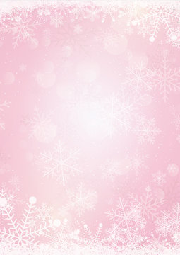 Pastel pink winter snow holiday paper background
