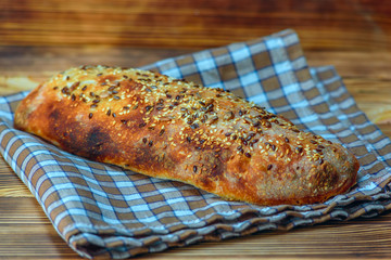 homemade bread on a wooden background