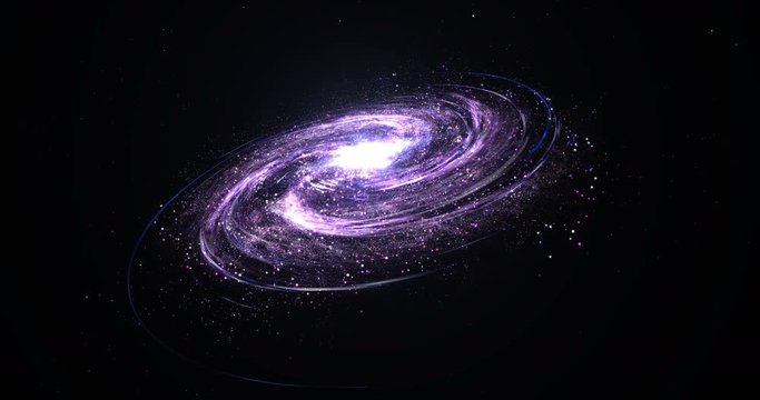Spiral galaxy of million purple, pink, blue and white stars