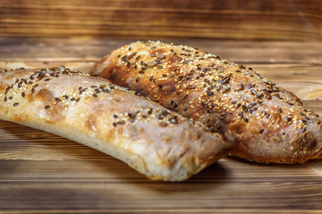 homemade bread on a wooden background