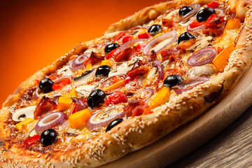 Pizza with black olives