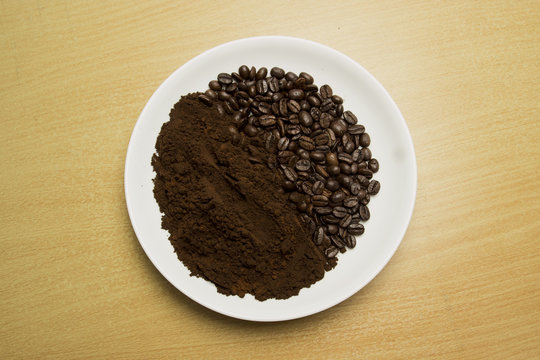coffee concept - roasted coffee beans