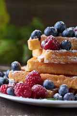 Waffles with berries.