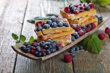 Waffles with berries.