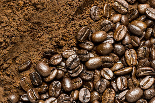 coffee concept - roasted coffee beans