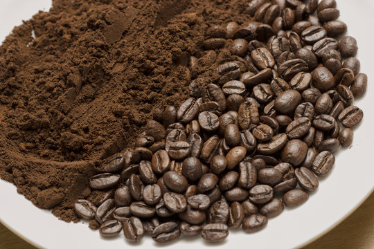 coffee concept - roasted coffee beans