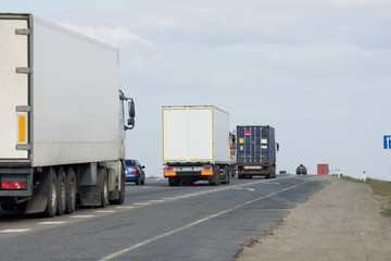 The truck on asphalt road