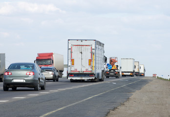 The truck on asphalt road
