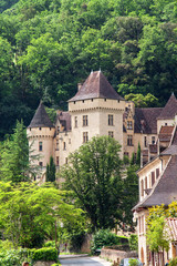 Fototapeta na wymiar Le château de La Roque Gageac vu des quais. Dordogne. Nouvelle Aquitaine