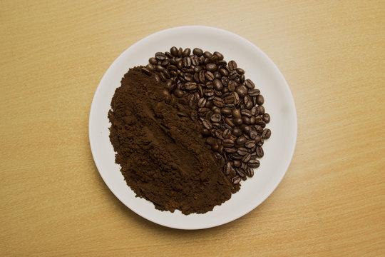 coffee concept - roasted coffee beans