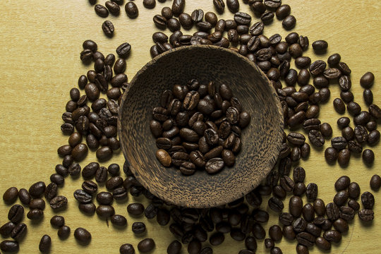 coffee concept - roasted coffee beans