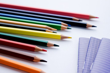 School and office supplies on a white background. creation