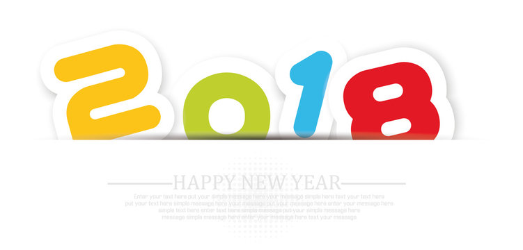 2018 Happy  new year background with shadow