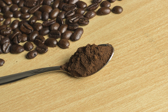 coffee concept - roasted coffee beans
