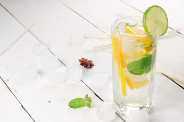 Lime and Orange Fruit Water with ice