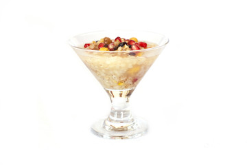 Turkish dessert Asure Ashure from boiled cereals with dried fruits and pomegranate grains