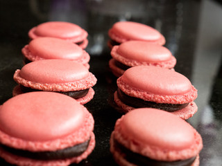 Macarons rosa  Nahaufnahme