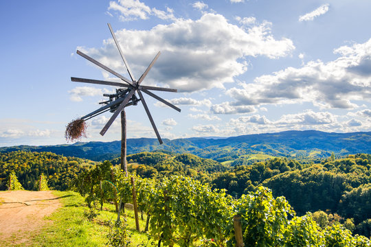 Klopotec, authentic traditional windmill slovenian wine road and local attraction unique to Slovenia
