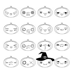 Emoji pumpkin set for Halloween.