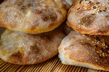 homemade bread on a wooden background