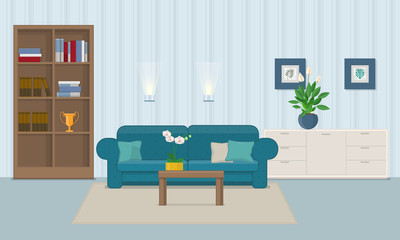 Living room interior with furniture